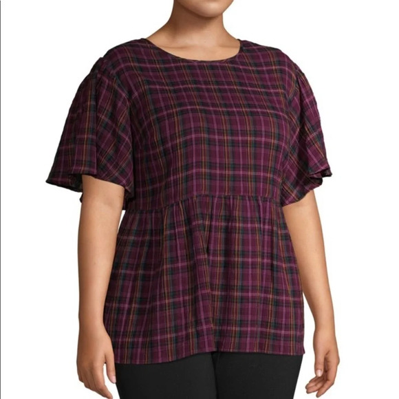 3. Terra & Sky Short Sleeve Pullover Relaxed Fit Top - Picture 3 of 7